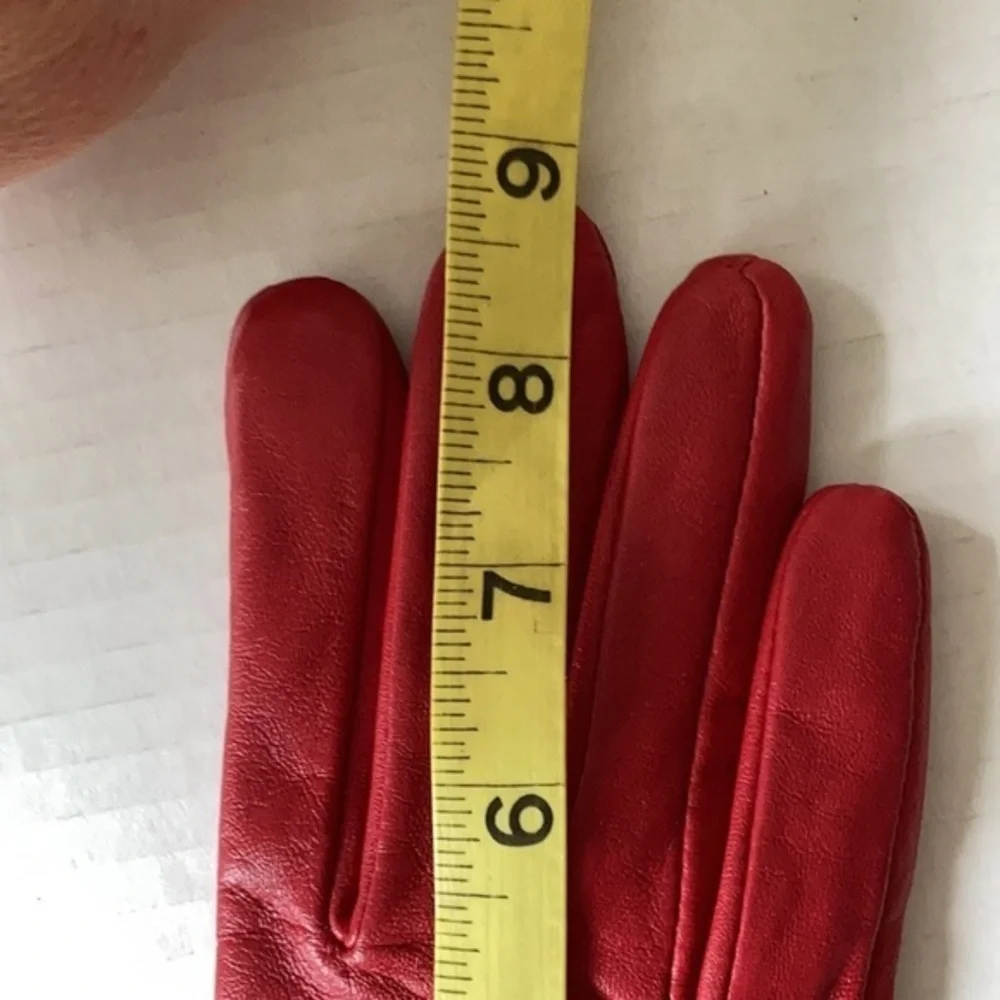 Nwt CHARTER CLUB red 100% leather touch‎ screen gloves SMALL
